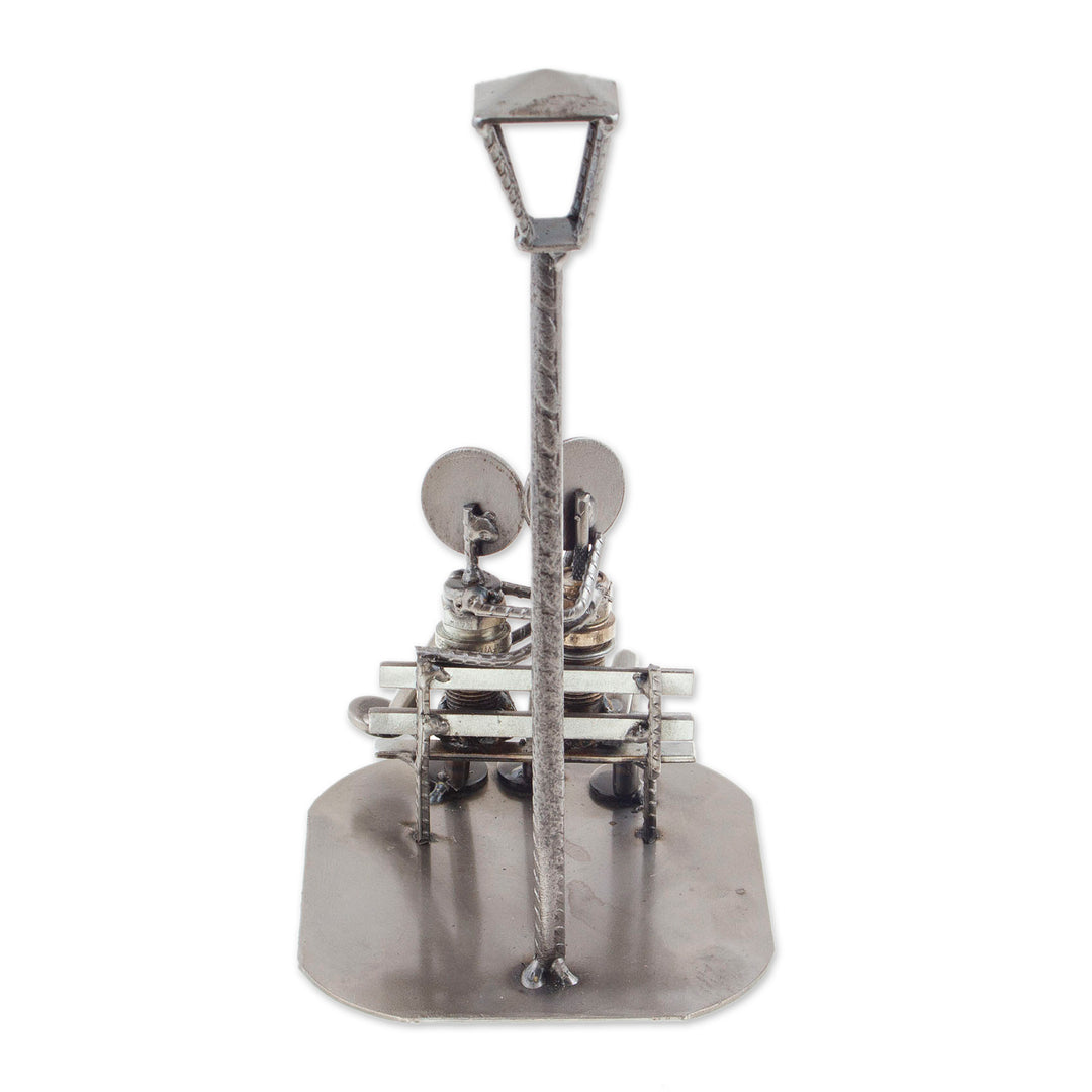 Romantic Recycled Metal Sculpture - That First Kiss