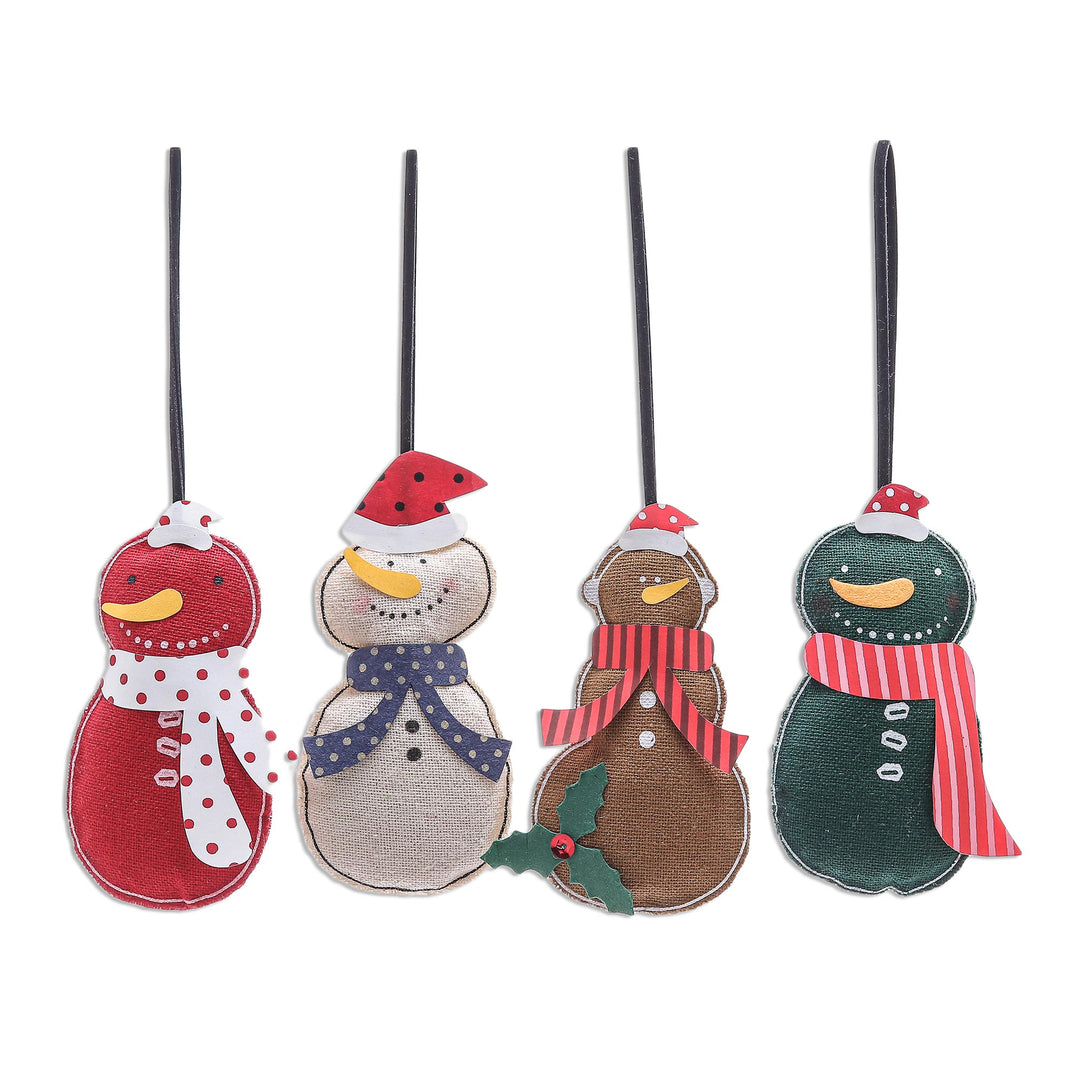 Snowman Ornaments Handmade in Thailand (Set of 4) - Snowmen