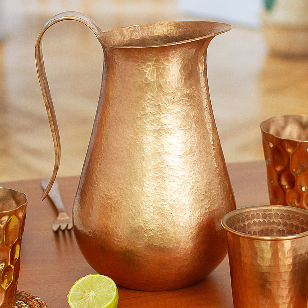 Hand Hammered Copper Pitcher from Mexico - Michoacan Magic
