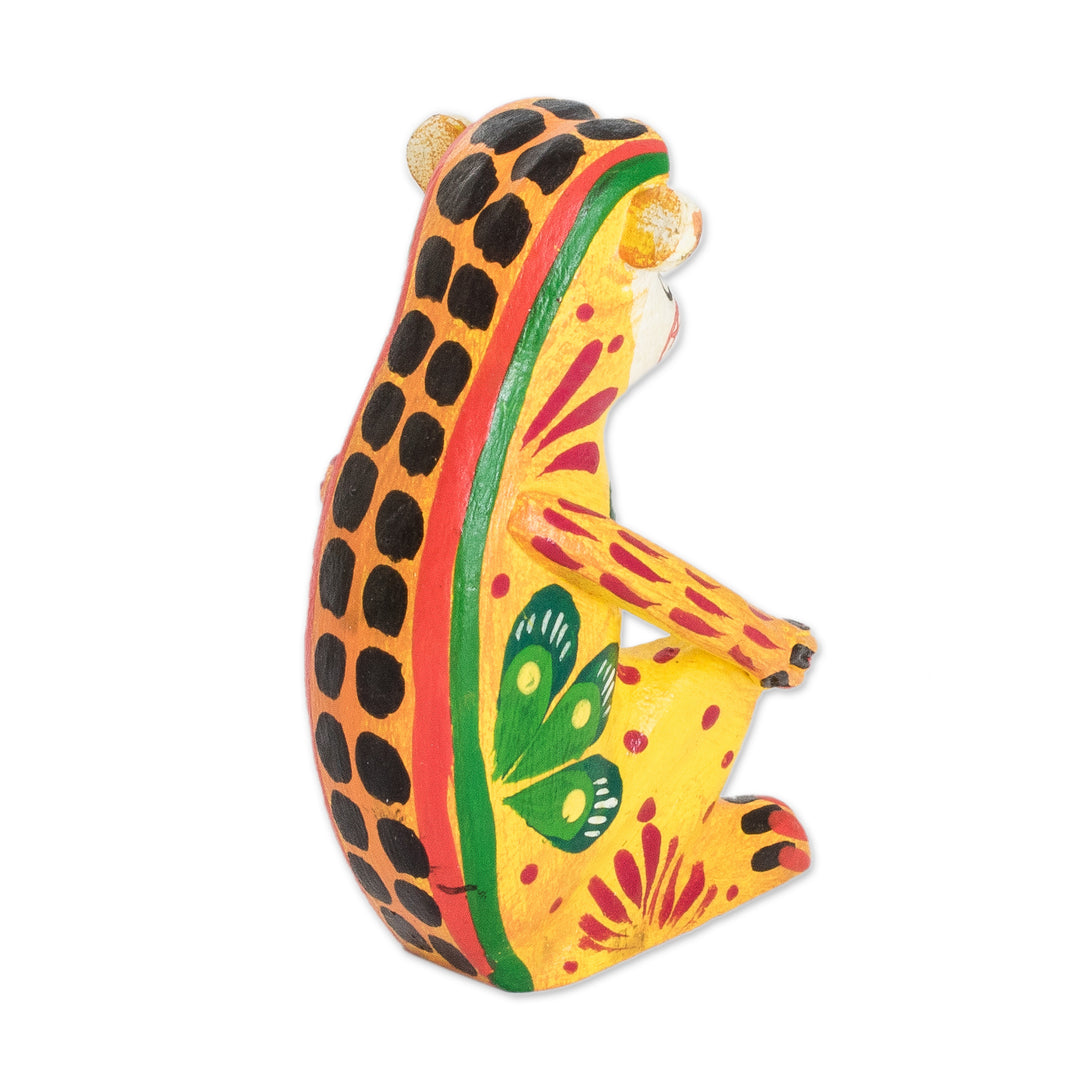 Small Yellow Monkey Figurine in Pinewood - Yellow Monkey