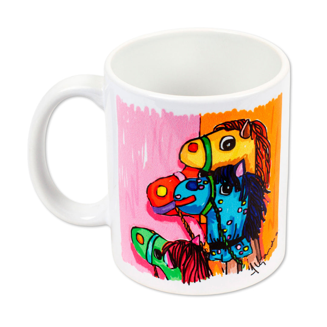 Ceramic Mug Printed from Painting - Hobby Horses
