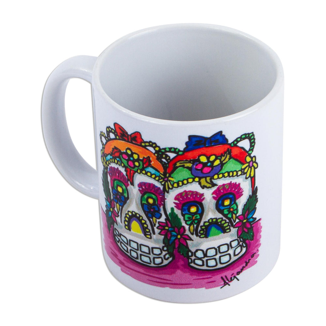 Day of the Dead Sugar Skull Ceramic Art Mug - Mexican Sugar Skulls