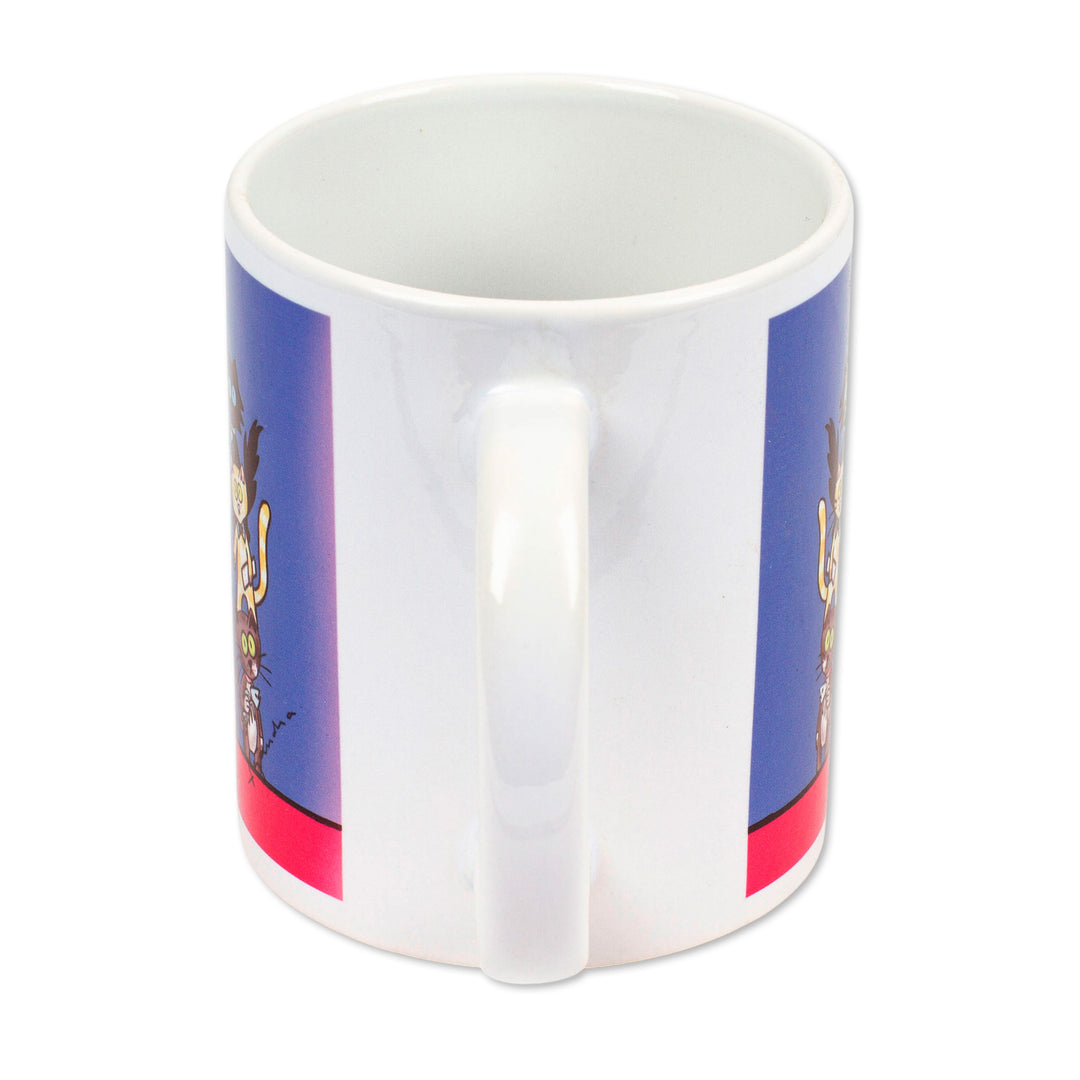 Signed Ceramic Art Mug with Kitten Theme - Kittens