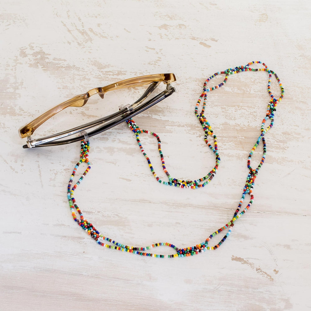 Multicolored Beaded Eyeglass Lanyard - Multicolored Melange