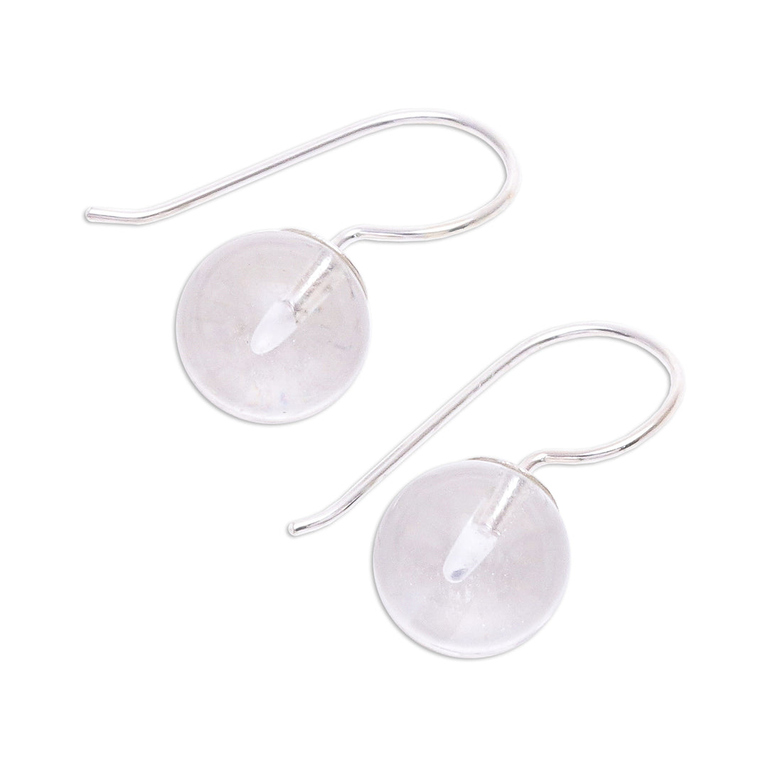 Clear Quartz and Sterling Silver Drop Earrings - Luna in White