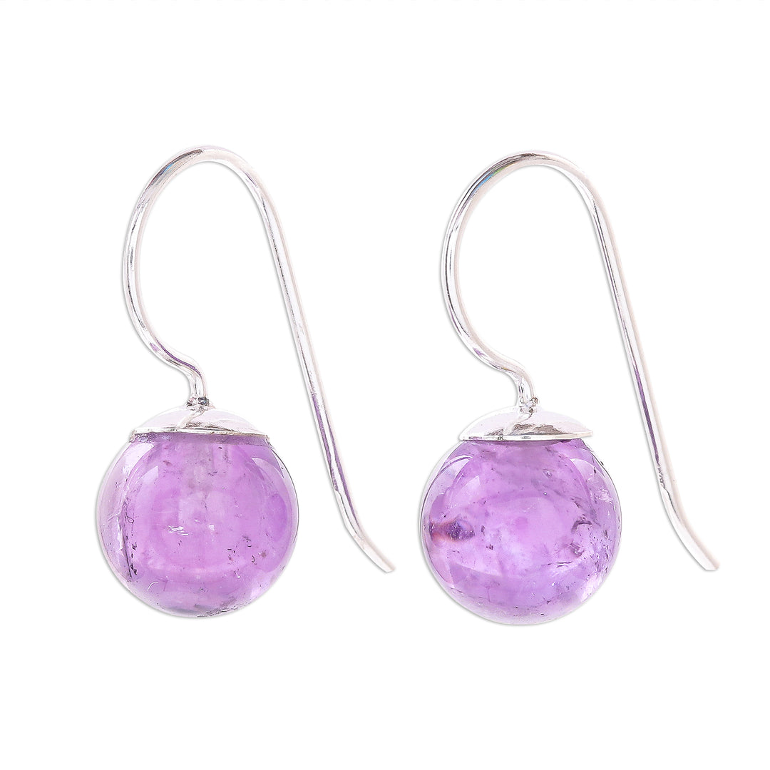 Amethyst Sterling Silver Drop Earrings - Luna in Violet
