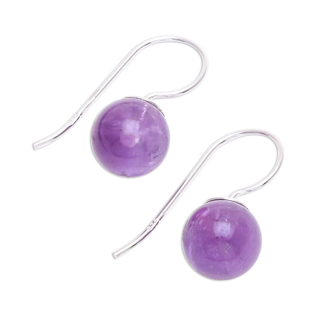 Amethyst Sterling Silver Drop Earrings - Luna in Violet