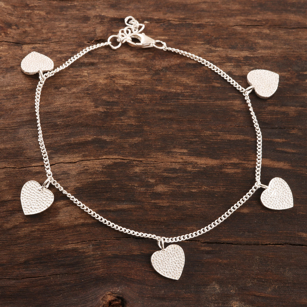Handmade Sterling Silver Heart Charm Bracelet - Love Fool