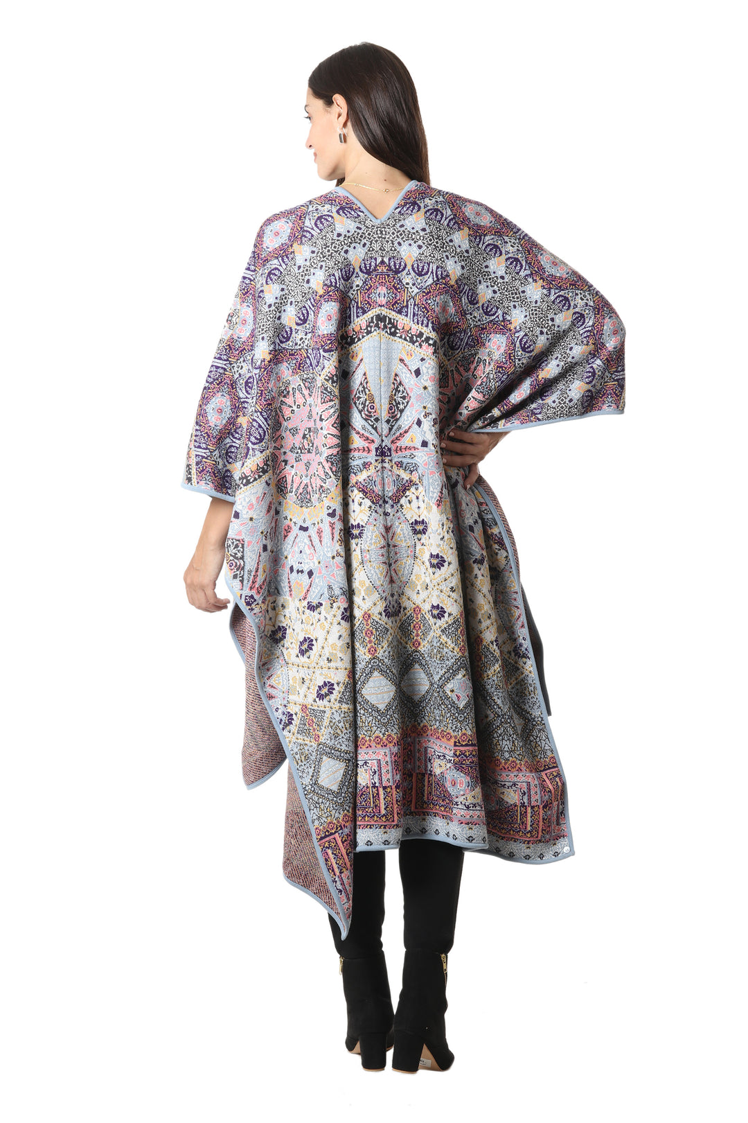 Knit Multicolor Viscose Blend Ruana from India - Kaleidoscope