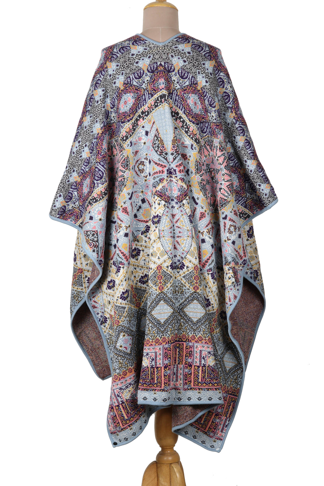 Knit Multicolor Viscose Blend Ruana from India - Kaleidoscope