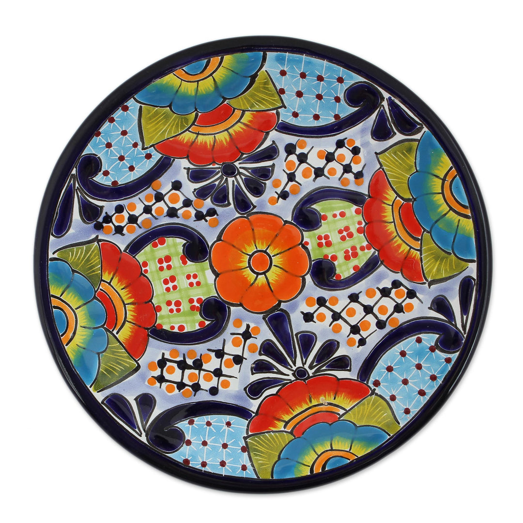 Talavera Ceramic Salad Plates from Mexico (Pair) - Raining Flowers