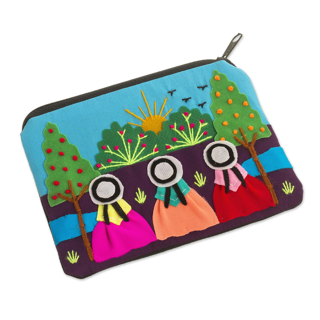 Applique Coin Purse Handmade in Peru - A Walk in the Fields