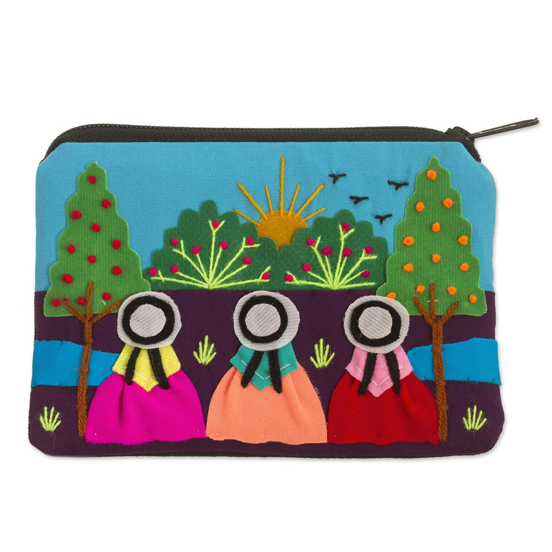 Applique Coin Purse Handmade in Peru - A Walk in the Fields