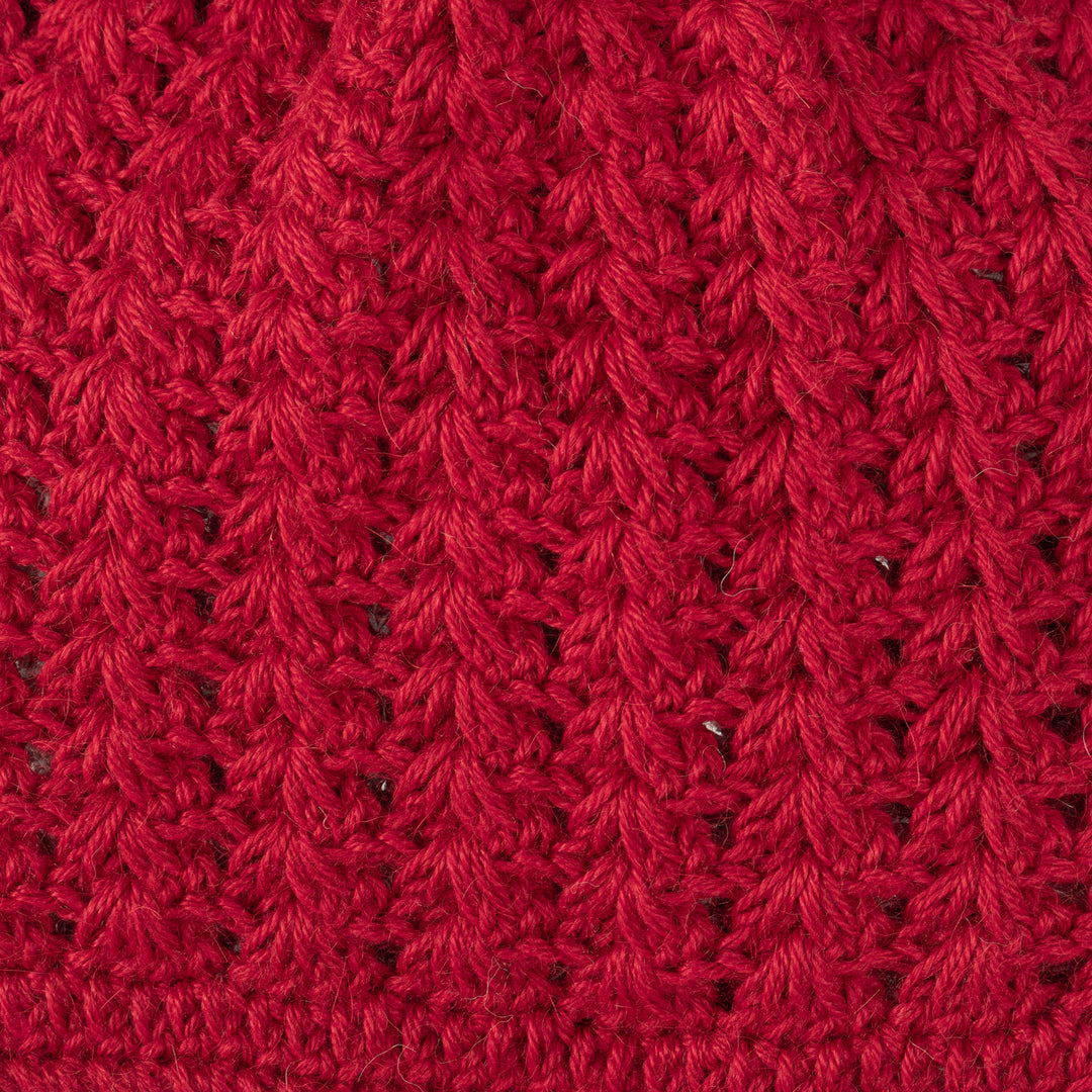 Hand-Crocheted Crimson Alpaca Cozy Winter Hat - Crimson Stars Align