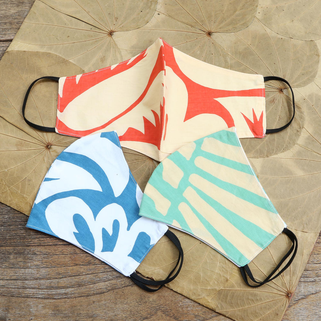 Hand Sewn Printed Cotton Face Masks (Set of 3) - Colorful Vibe