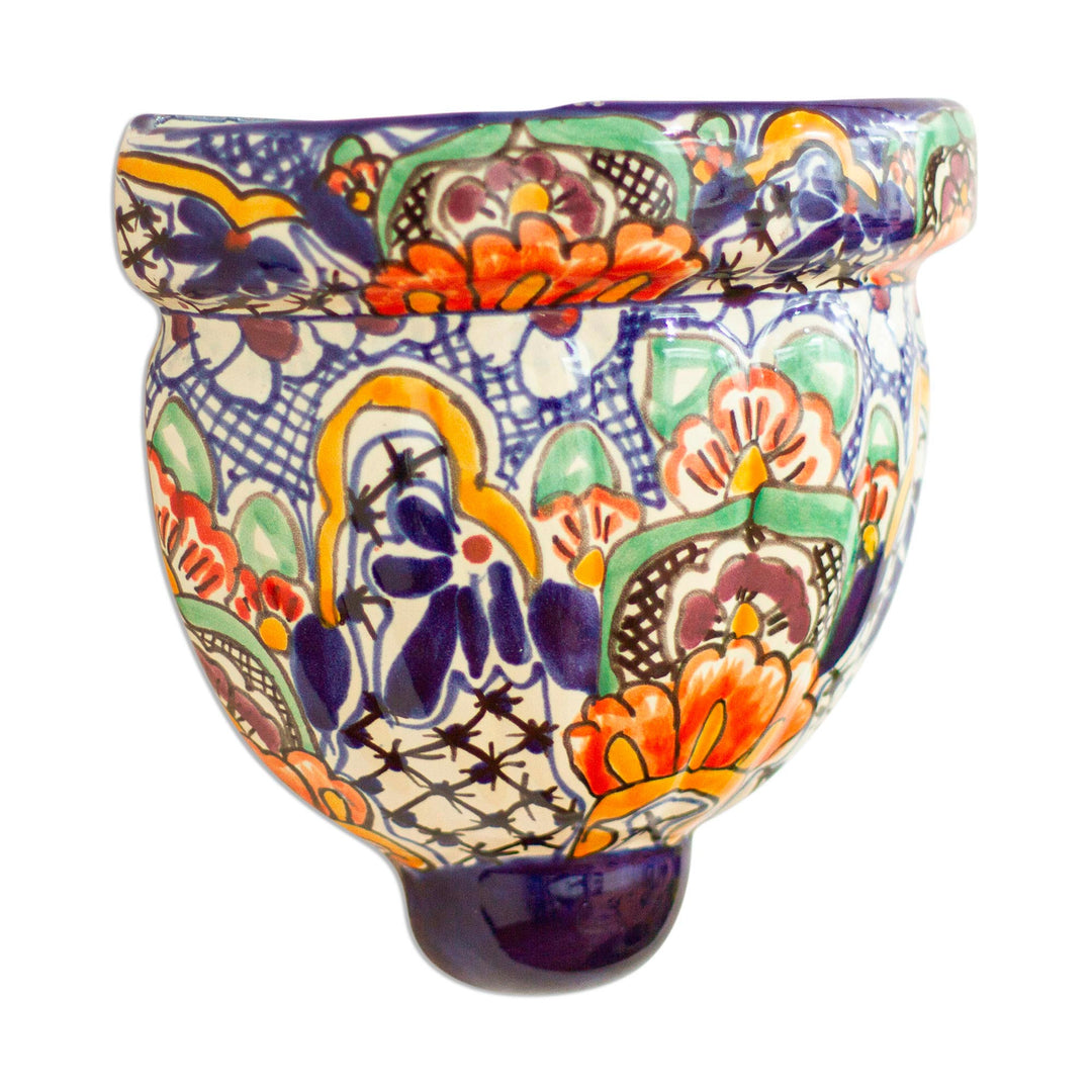 Handmade Multicolored Ceramic Wall Planter - Guanajuato Garden