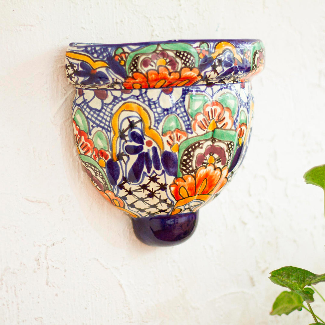 Handmade Multicolored Ceramic Wall Planter - Guanajuato Garden