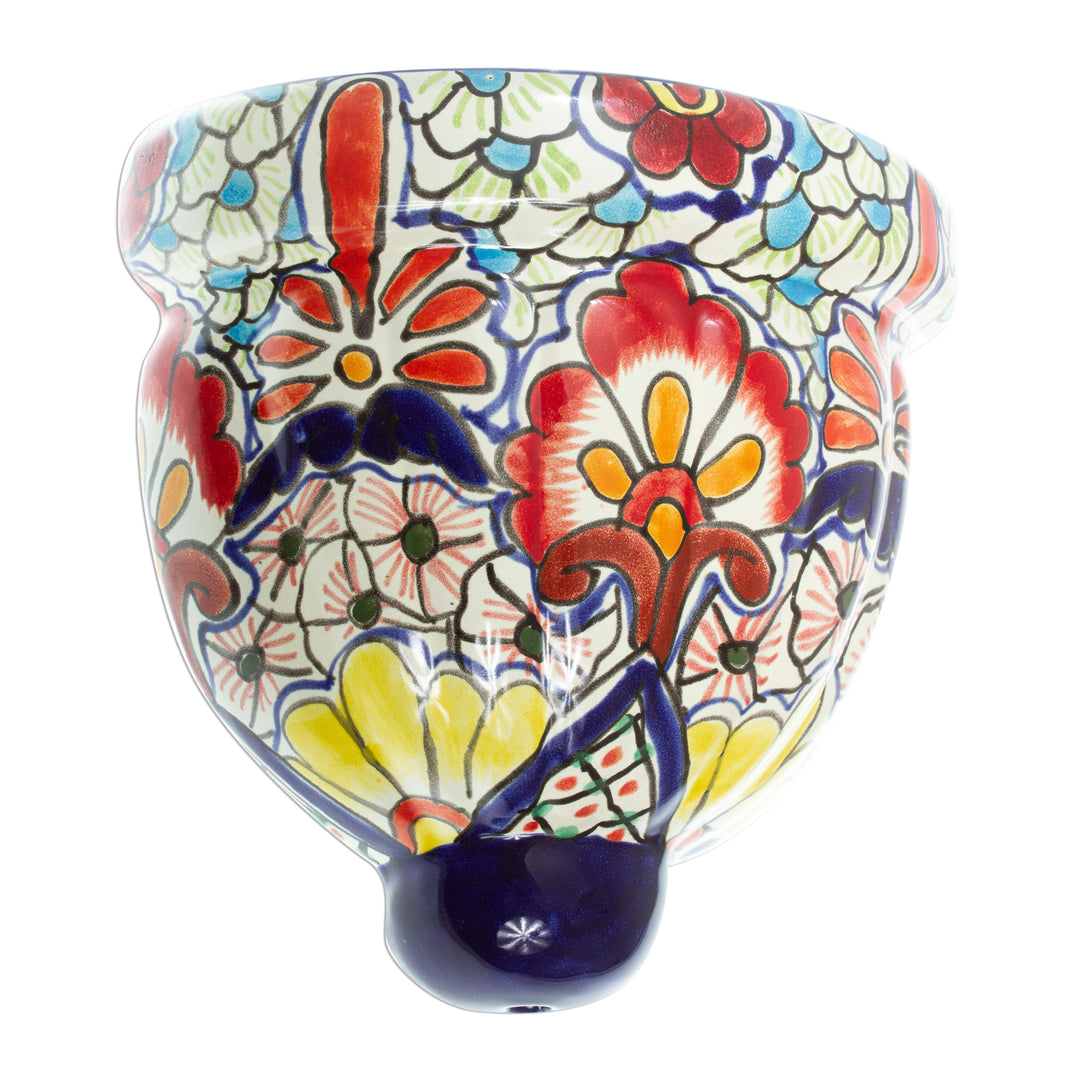 Talavera-Style Ceramic Wall Planter - Talavera Flowers