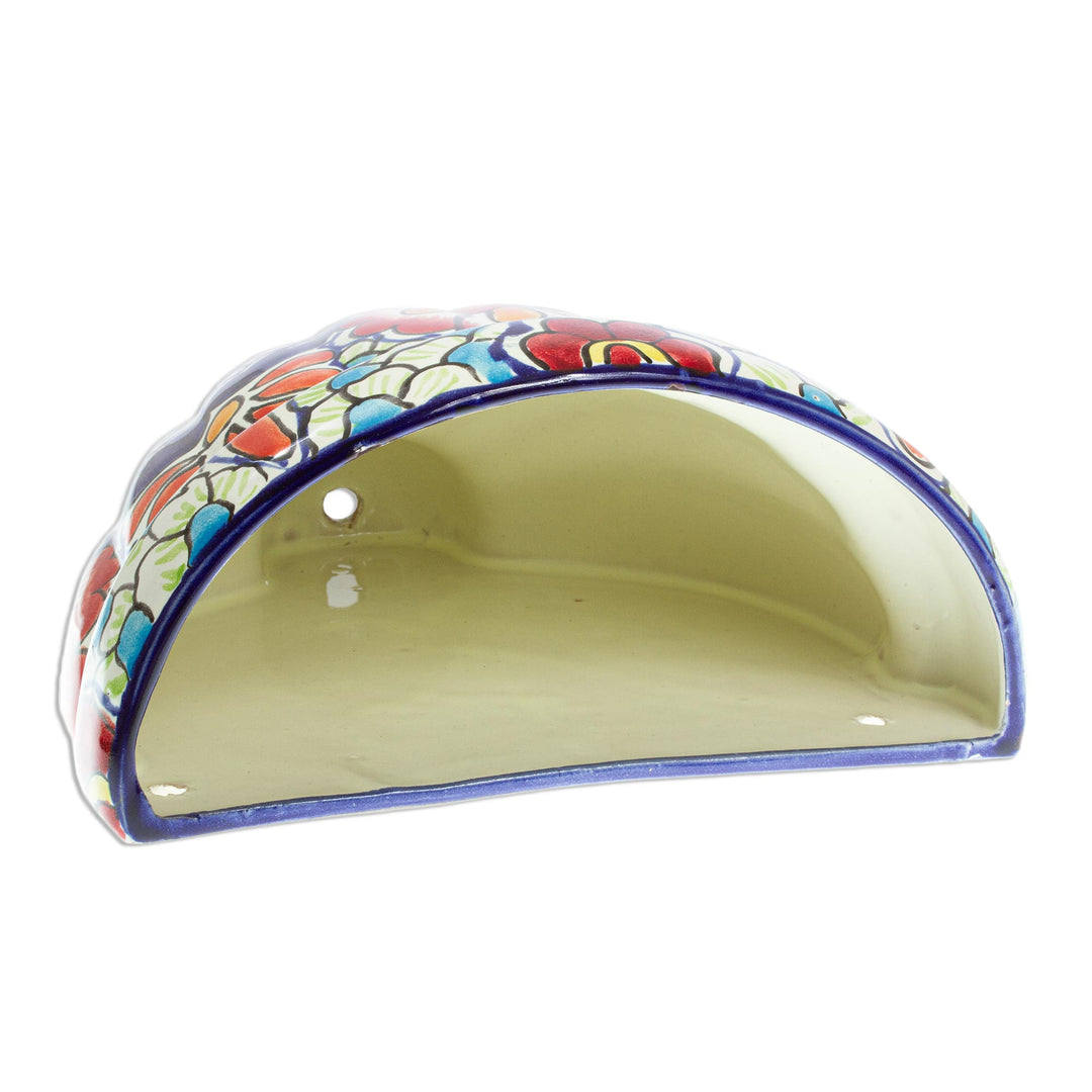 Talavera-Style Ceramic Wall Planter - Talavera Flowers