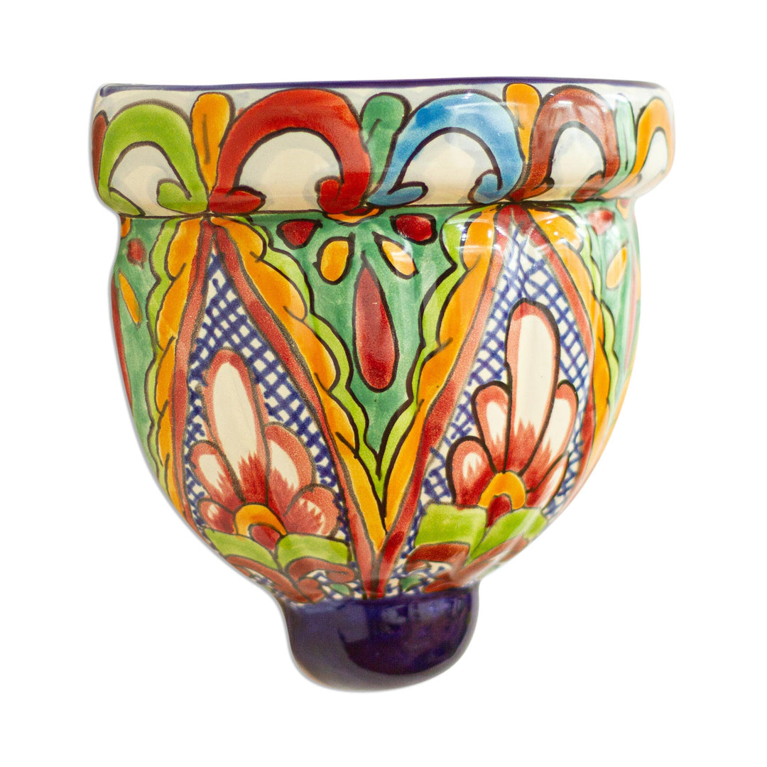Artisan Crafted Colorful Ceramic Wall Planter from Mexico - Guanajuato Ribbons
