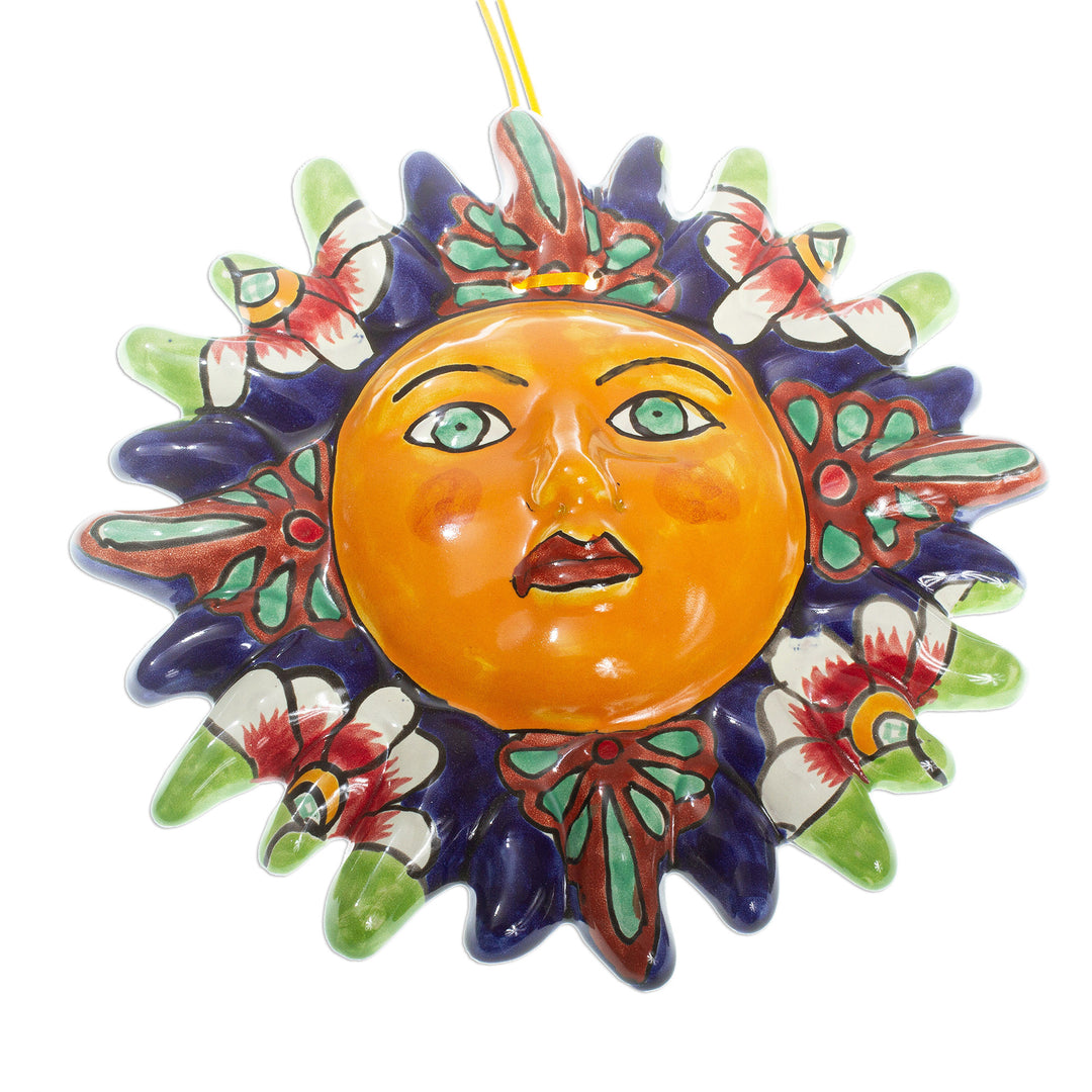 Handmade Ceramic Sun Wall Accent - Floral Sun
