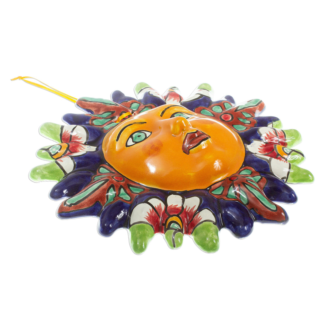 Handmade Ceramic Sun Wall Accent - Floral Sun