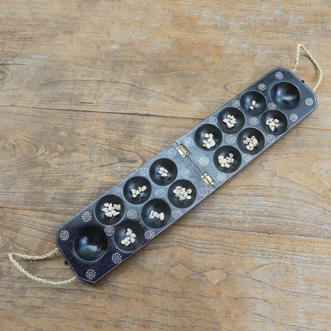 Handmade Batik Wadang Wood Dakon Board Game - Dakon Batik