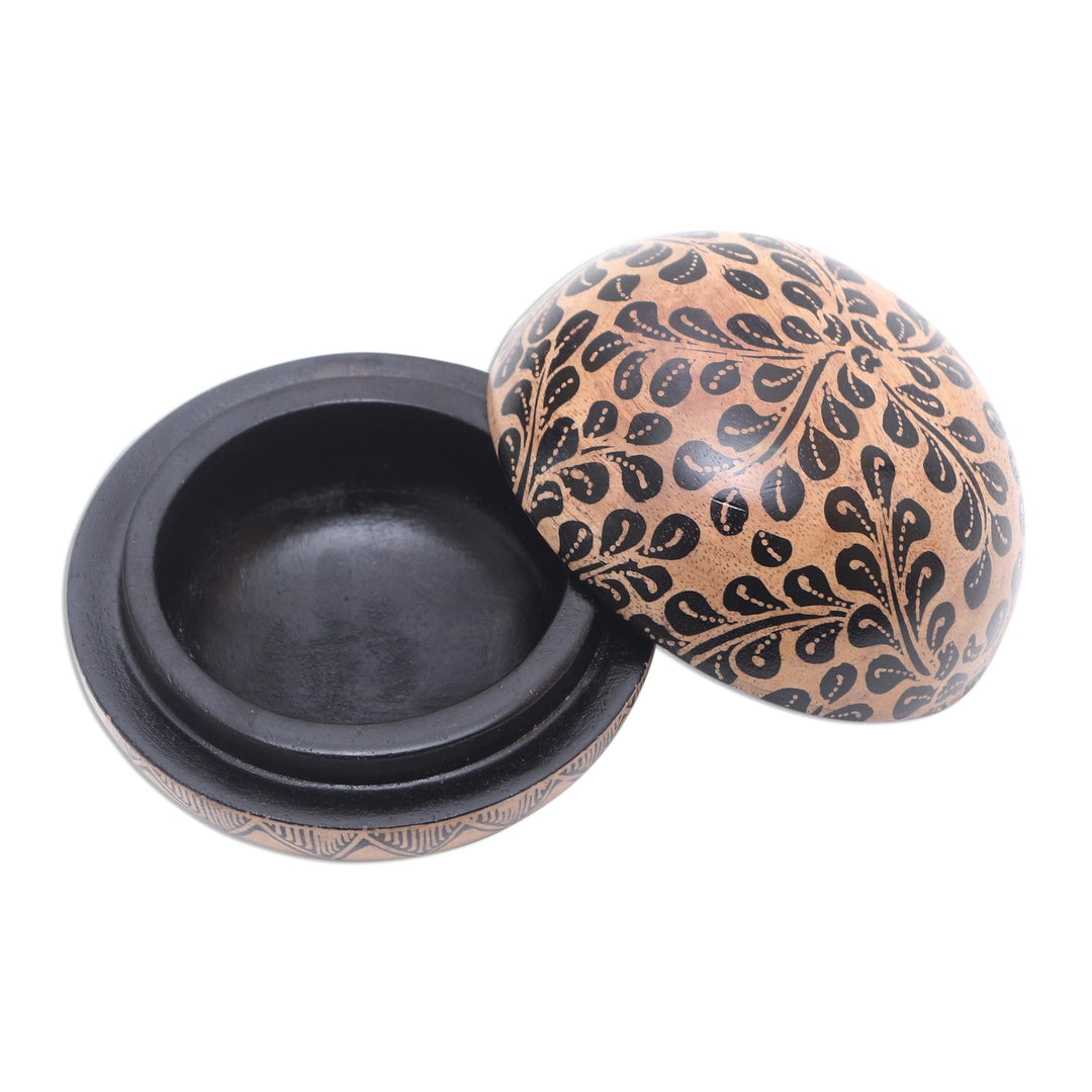 Hand Carved Decorative Wood Box - Lively Leaves
