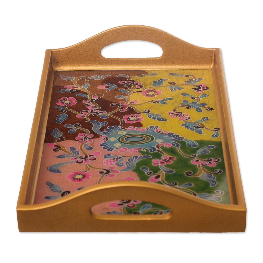 Reverse-Painted Glass Floral Tray - Miraflores Flora