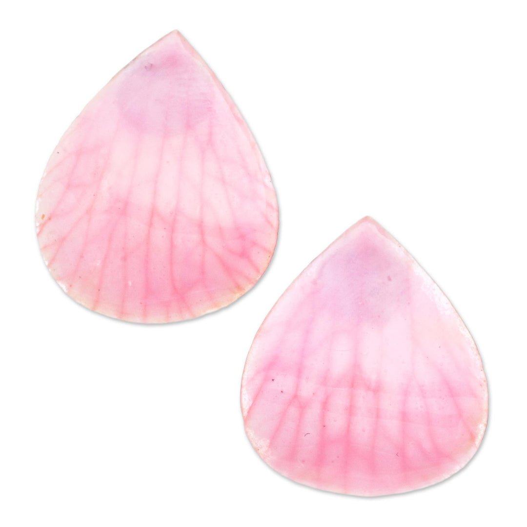 Hand Made Orchid Petal Button Earrings - Orchid Kiss in Pink