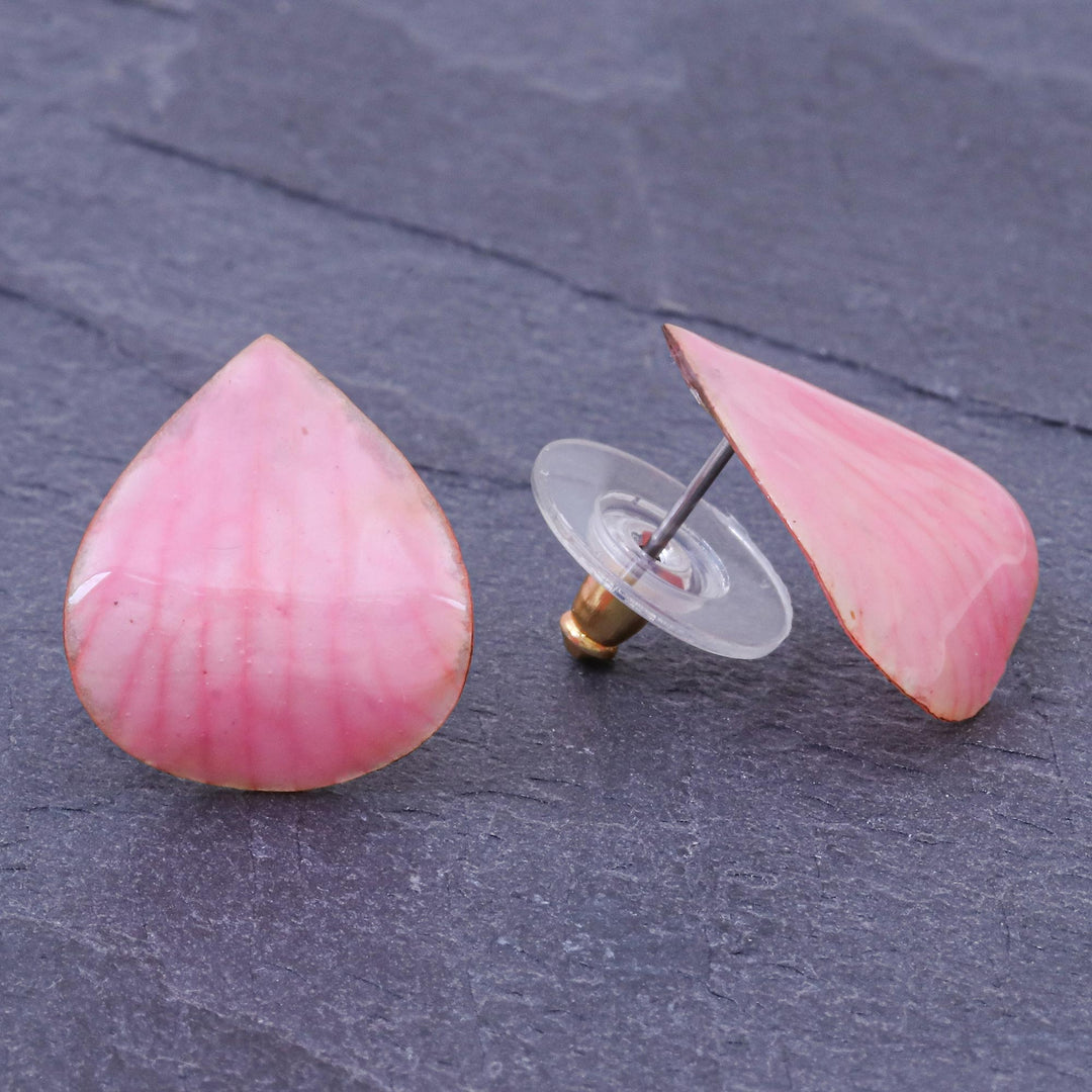 Hand Made Orchid Petal Button Earrings - Orchid Kiss in Pink