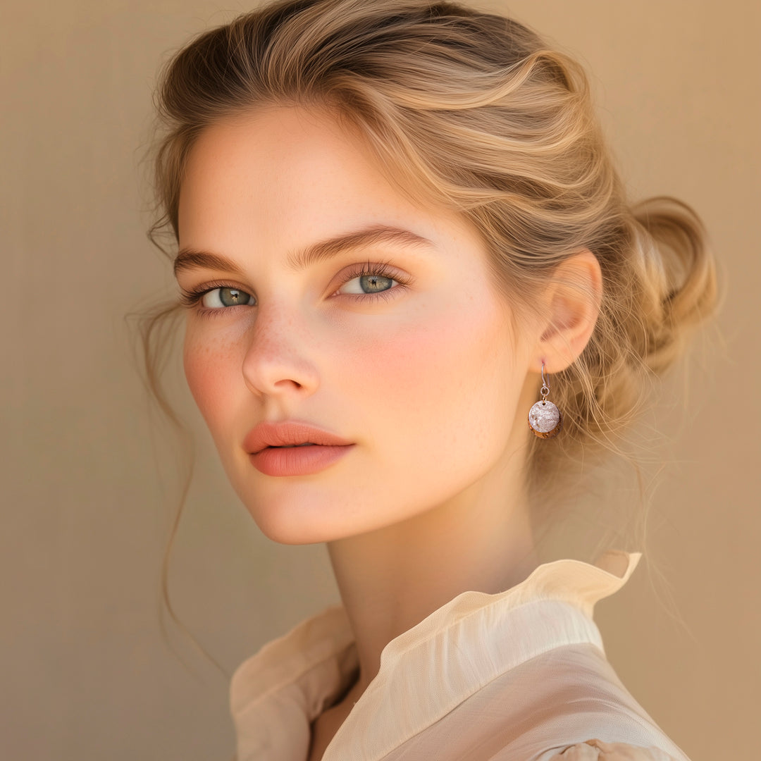 Handmade Sterling Silver Plated and Brass Dangle Earrings - Gold and Silver Coin