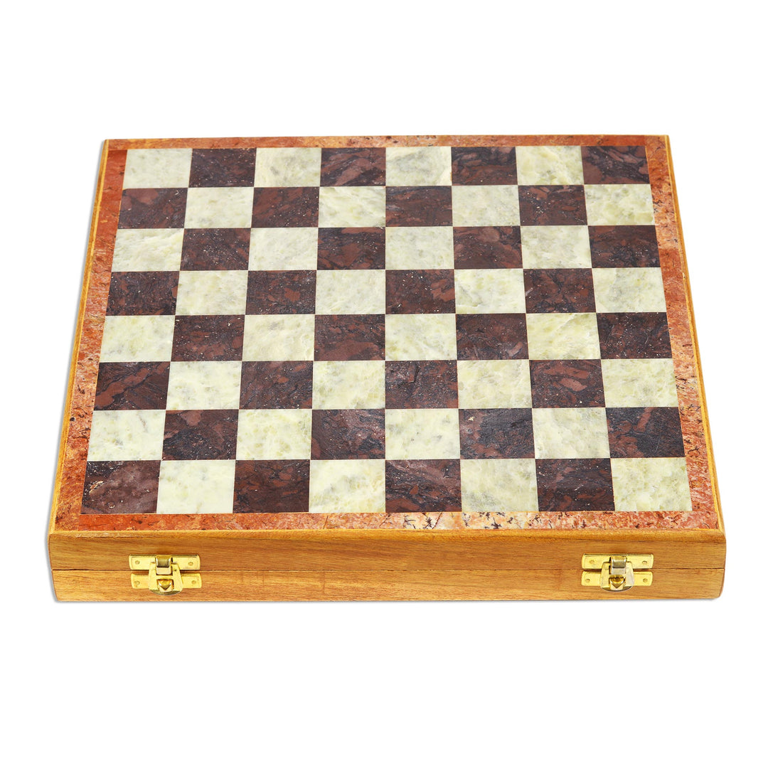 Soapstone Self-Storing Chess Set from India - Royal Charm