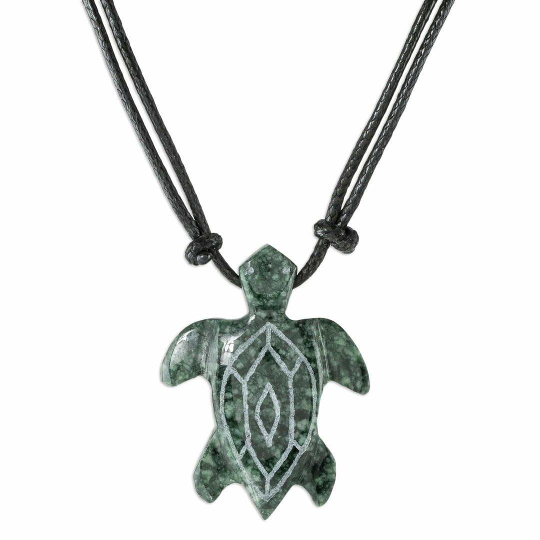Hand Carved Jade turtle Necklace - Marine Turtle