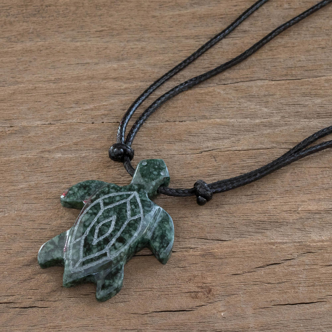 Hand Carved Jade turtle Necklace - Marine Turtle