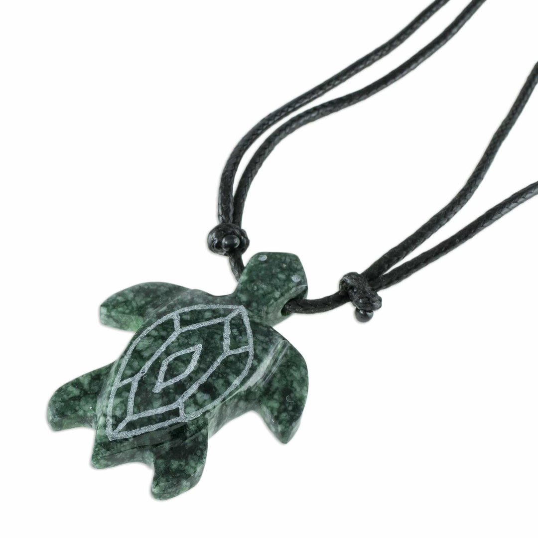 Hand Carved Jade turtle Necklace - Marine Turtle