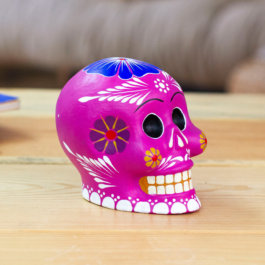 Fuchsia Skull with Flowers