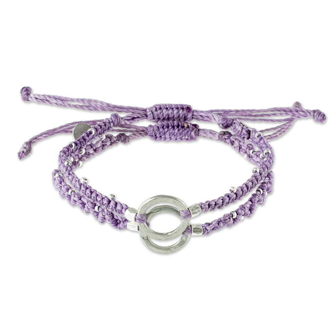 Adjustable Lavender Macrame Bracelets (Pair) - Circle Center
