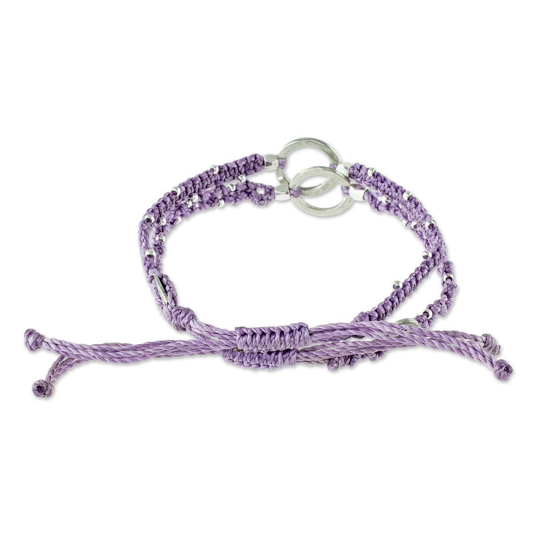Adjustable Lavender Macrame Bracelets (Pair) - Circle Center