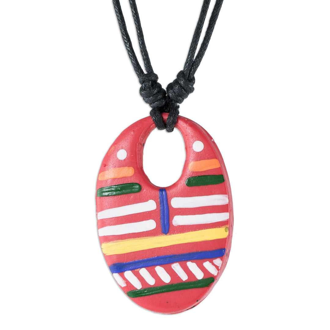 Adjustable Porcelain Pendant Necklace - Sacapulas Stripes