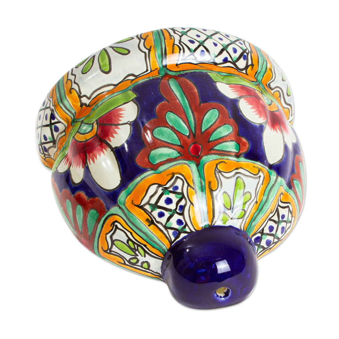 Handmade Talavera-Style Ceramic Wall Planter - Garden Flowers
