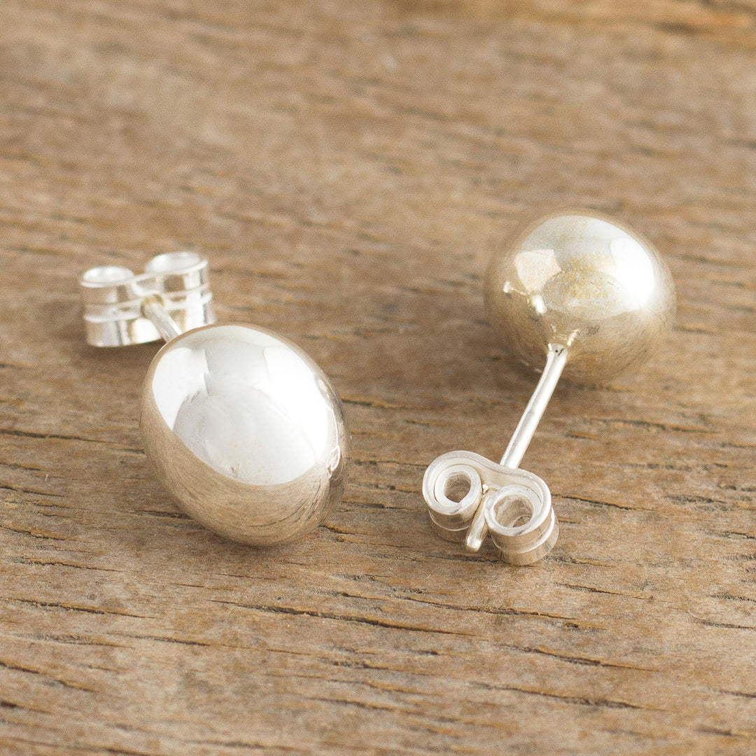 Polished Peruvian Sterling Silver Stud Earrings - Poise