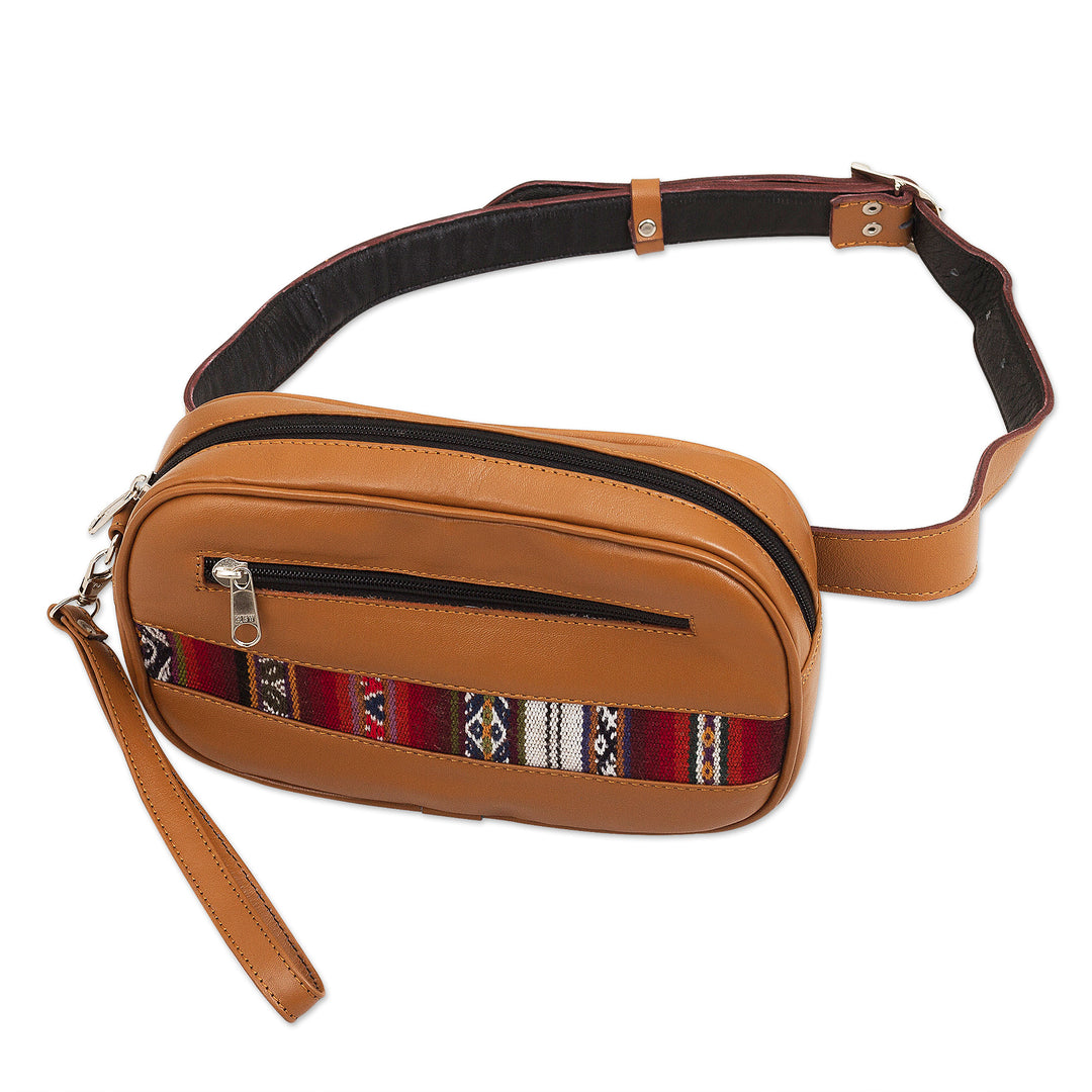 Saddle Brown Belt Bag and Wristlet from Peru - Double Duty