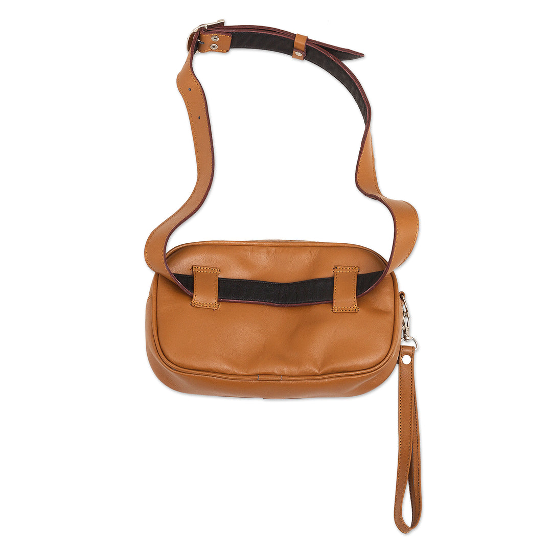 Saddle Brown Belt Bag and Wristlet from Peru - Double Duty
