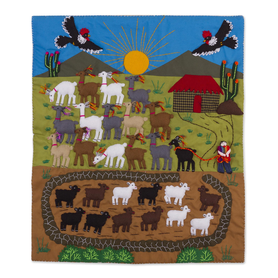 Artisan Crafted Peruvian Applique Wall Hanging - Andean Enchantment
