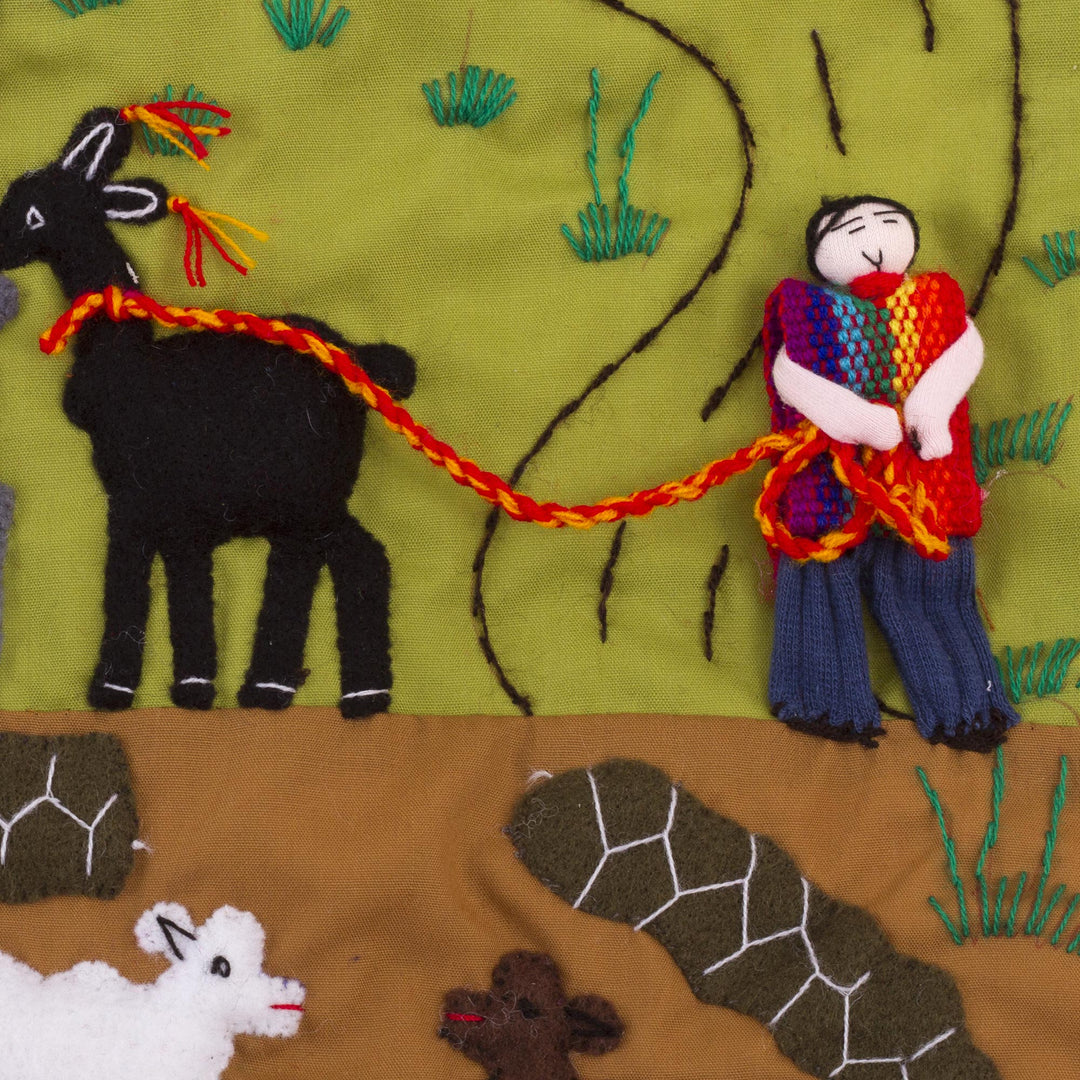 Artisan Crafted Peruvian Applique Wall Hanging - Andean Enchantment