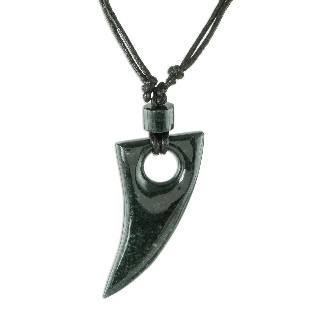 Guatemalan Natural Dark Green Jade Pendant Necklace - Colmillo