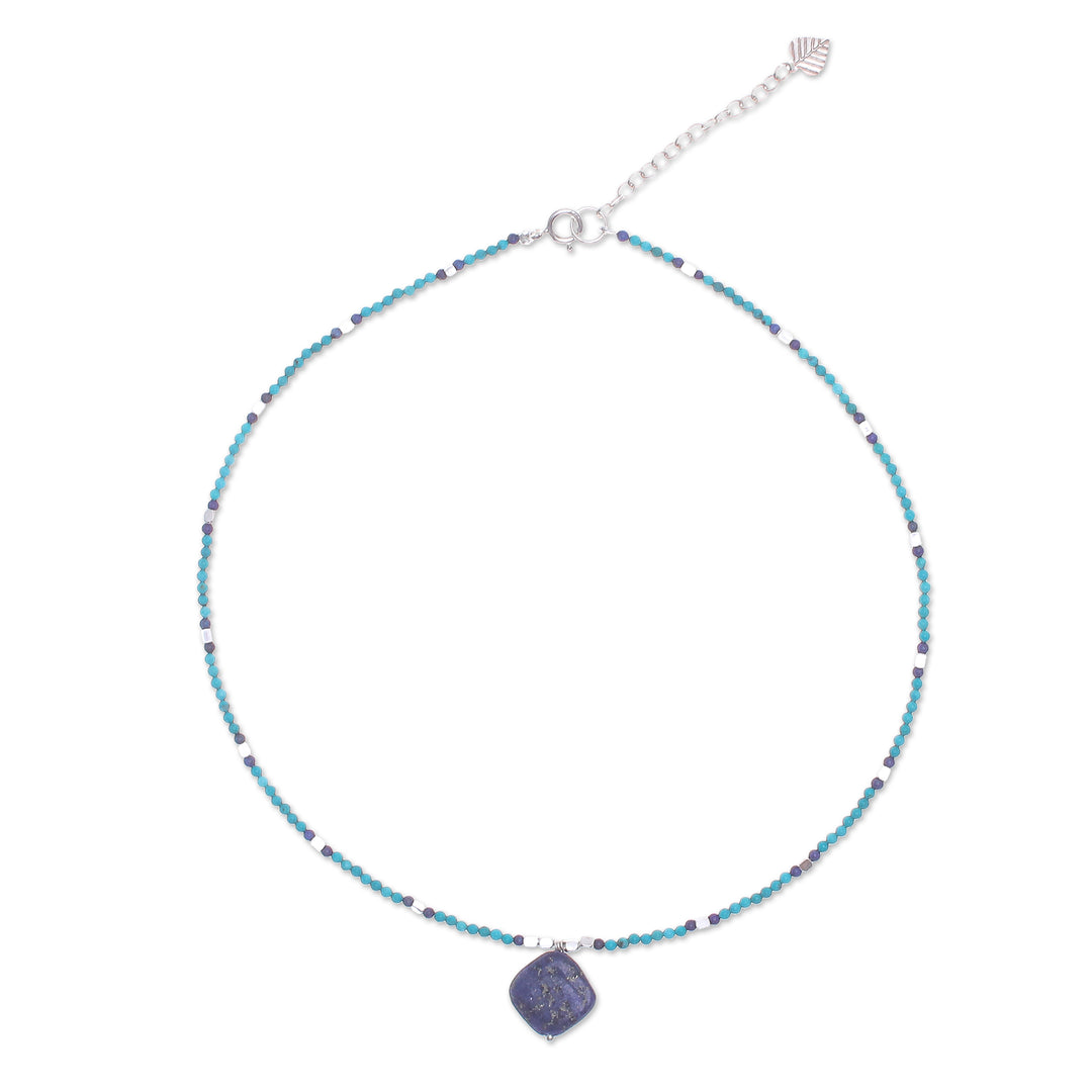 Lapis Lazuli and Blue Howlite Beaded Pendant Necklace - Nature Moon