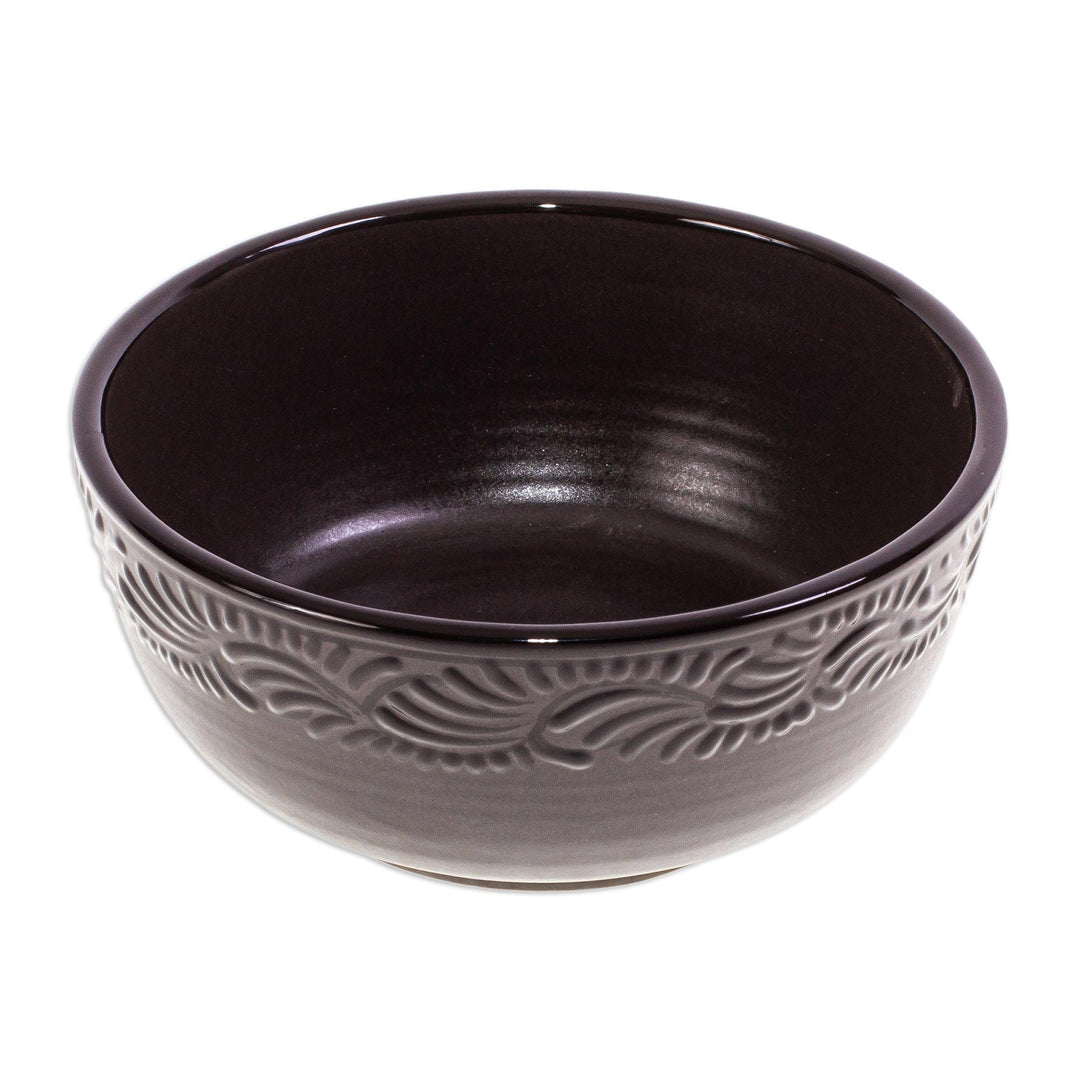 2 Black Talavera Style Ceramic Bowls Hand-painted in Mexico - Tradition in Black