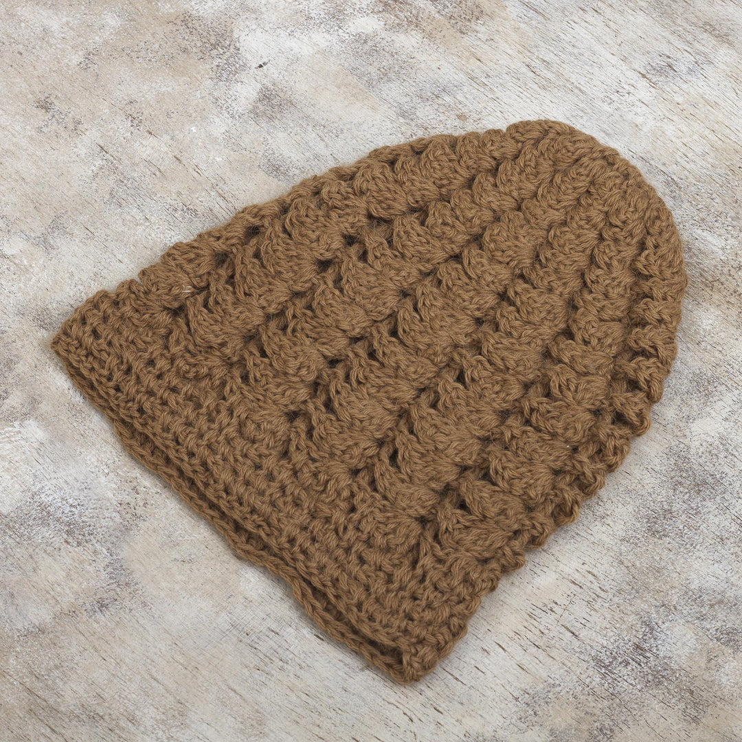 Warm 100% Alpaca Hat in Sepia - Sepia Chic